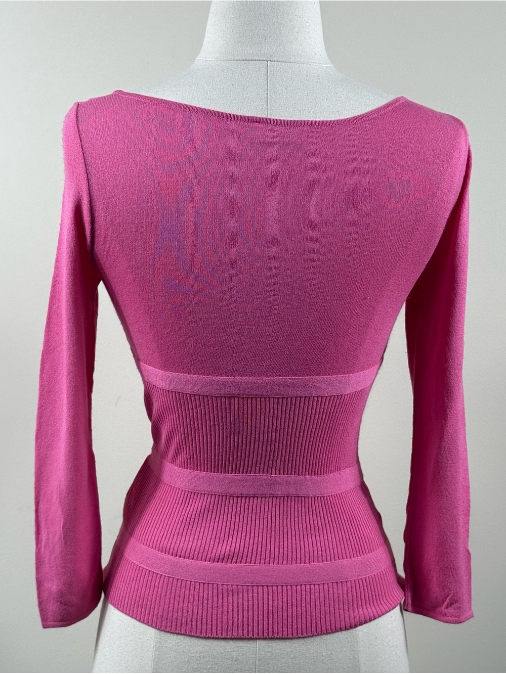 Blugirl by Blumarine Pink Ribbed Knit Top Bow Detail Italy XS NWOT - Picture 2 of 4